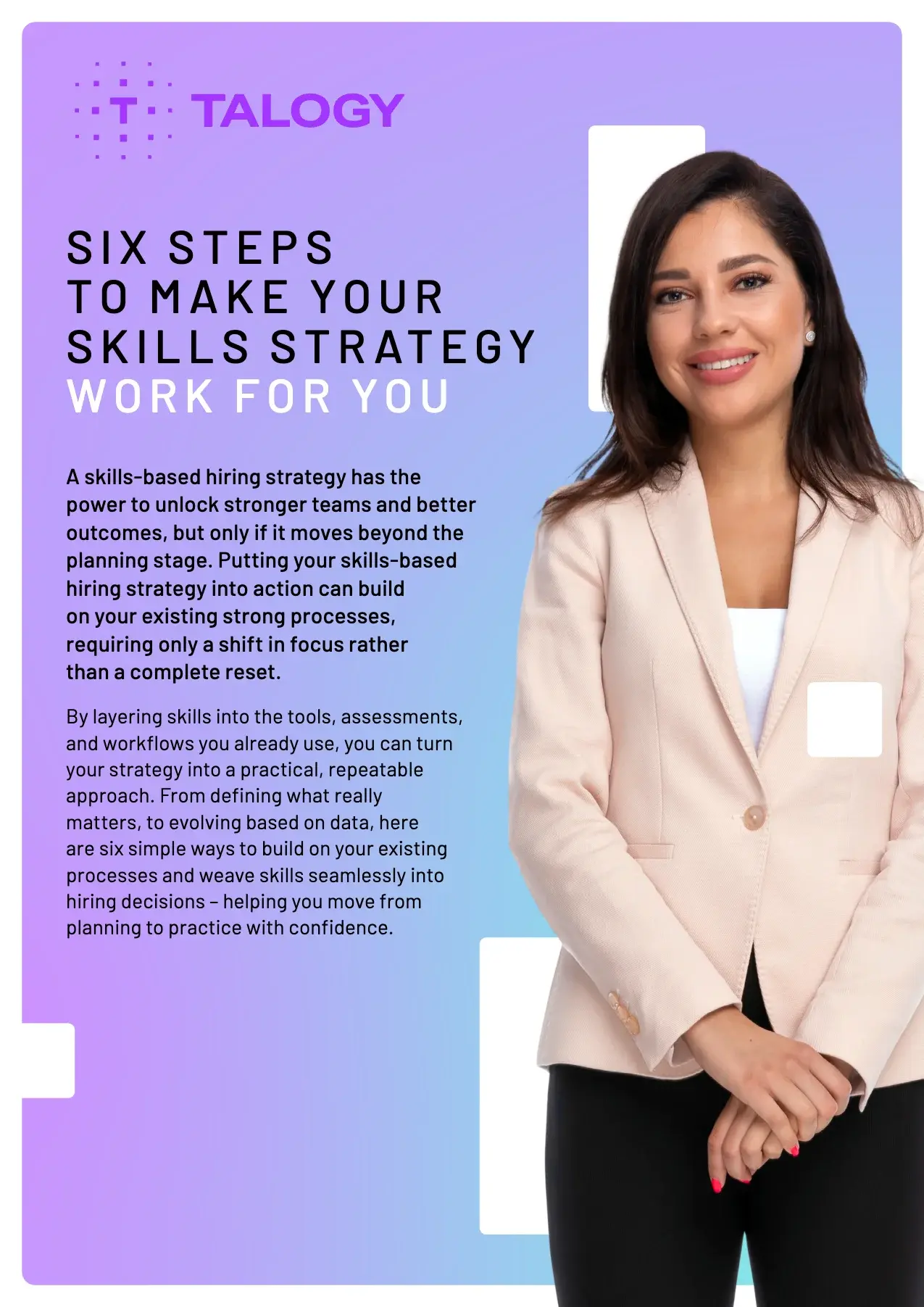 Cover of the Talogy tipsheet “Six steps to make your skills strategy work for you”