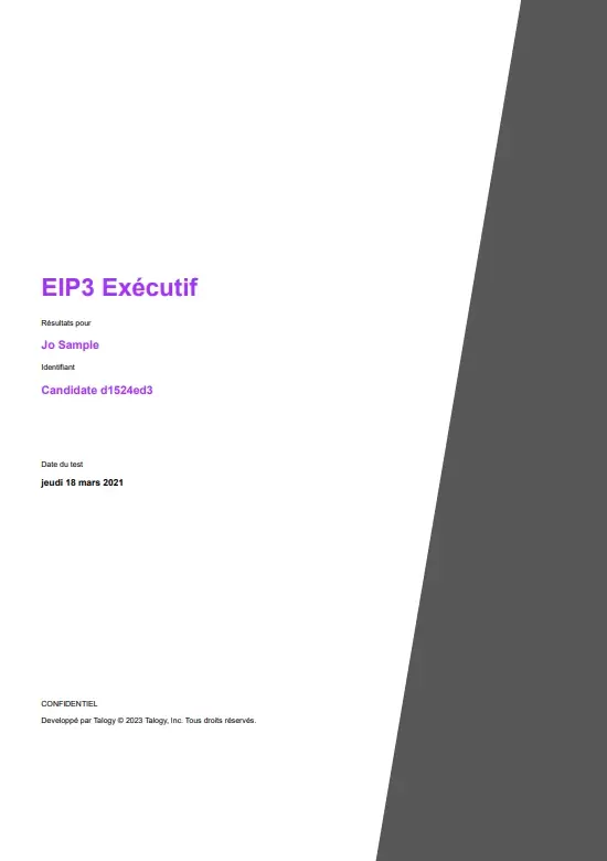 Couverture de « Rapport EIP3 Exécutif », Talogy