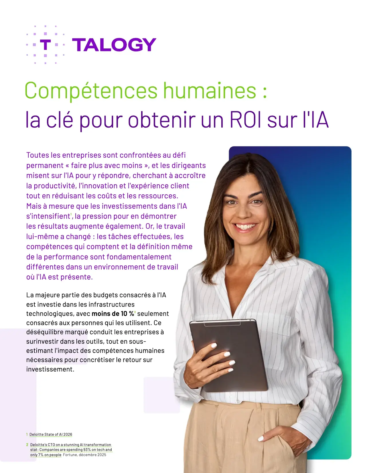 Couverture de «&nbsp;Compétences humaines&nbsp;: la clé pour obtenir un ROI sur l'IA&nbsp;», Talogy