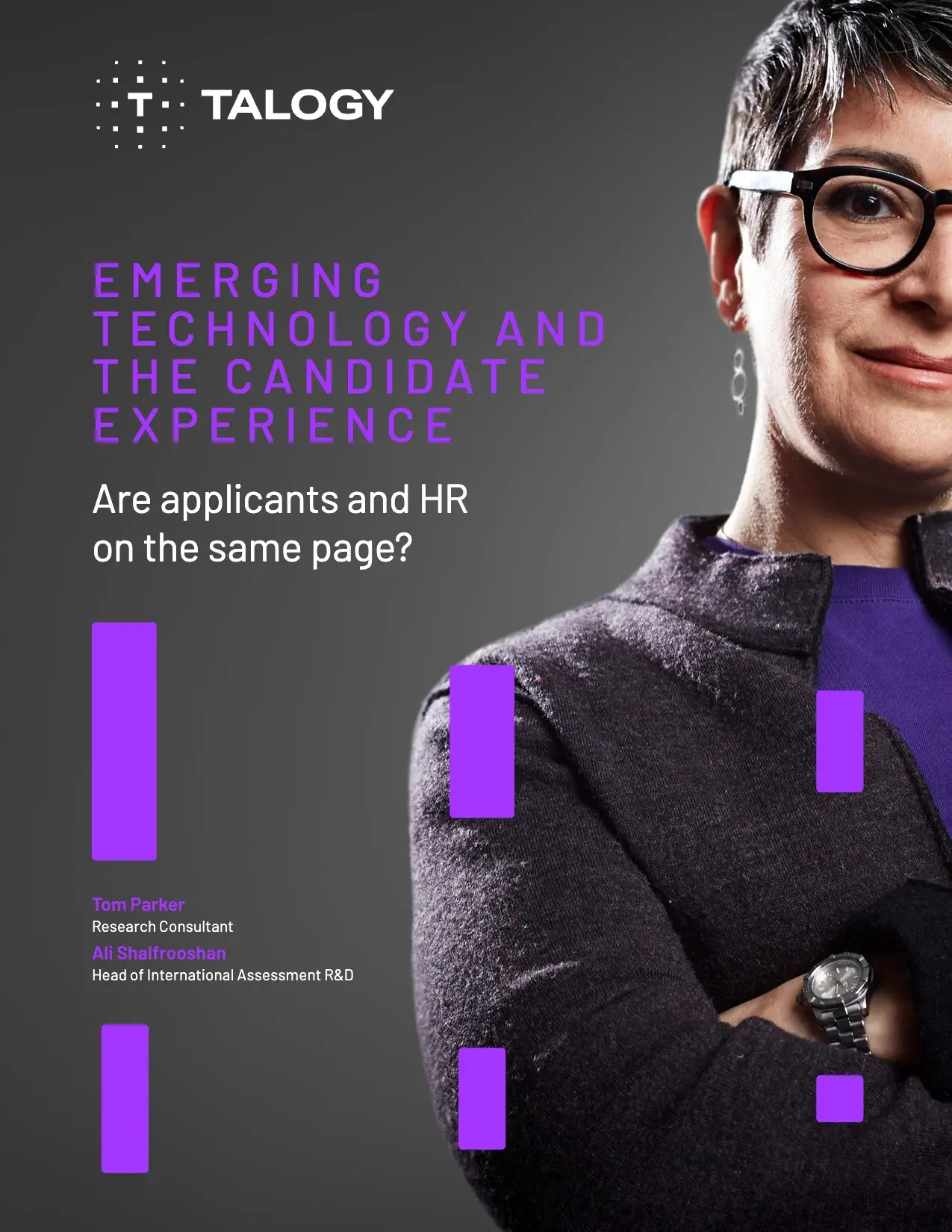 Cover of the Talogy research report “Are applicants and HR on the same page? Emerging technology and the candidate experience”
