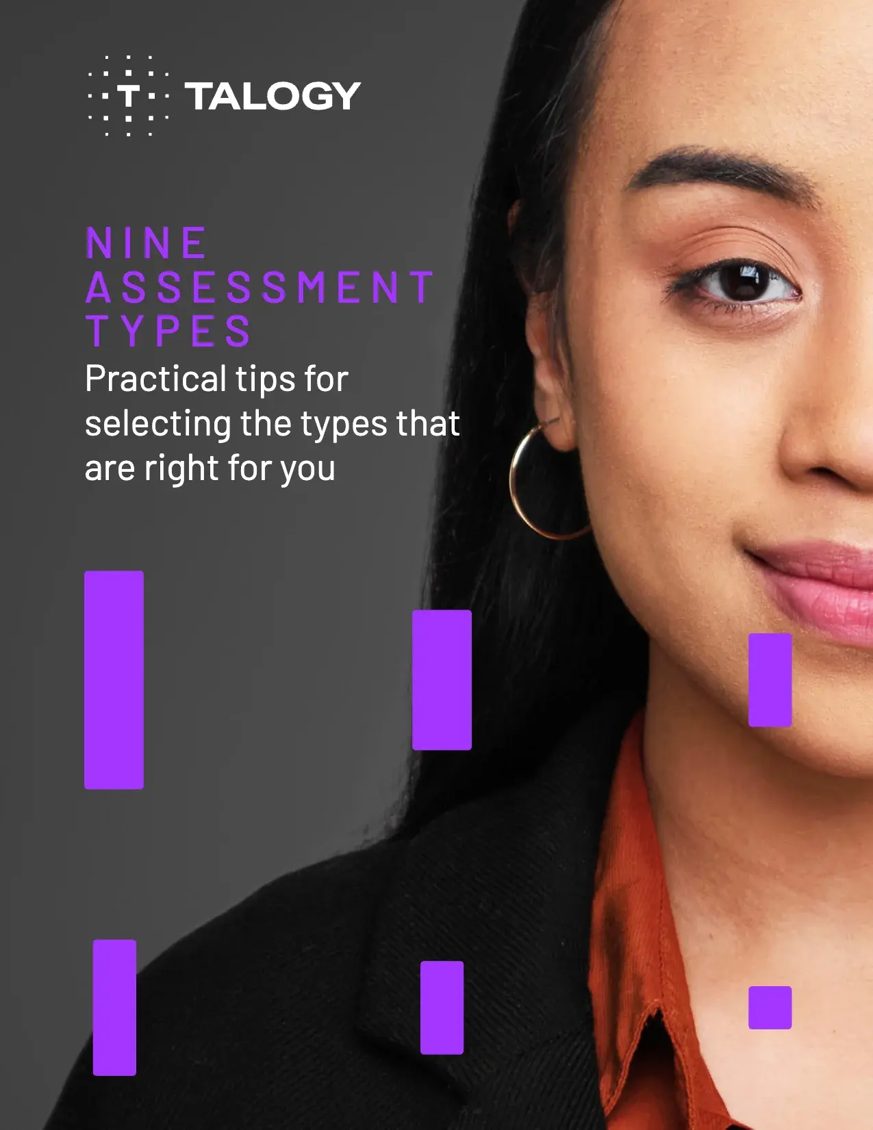 Cover of the Talogy eBook “Nine assessment types: Practical tips for selecting the types that are right for you”