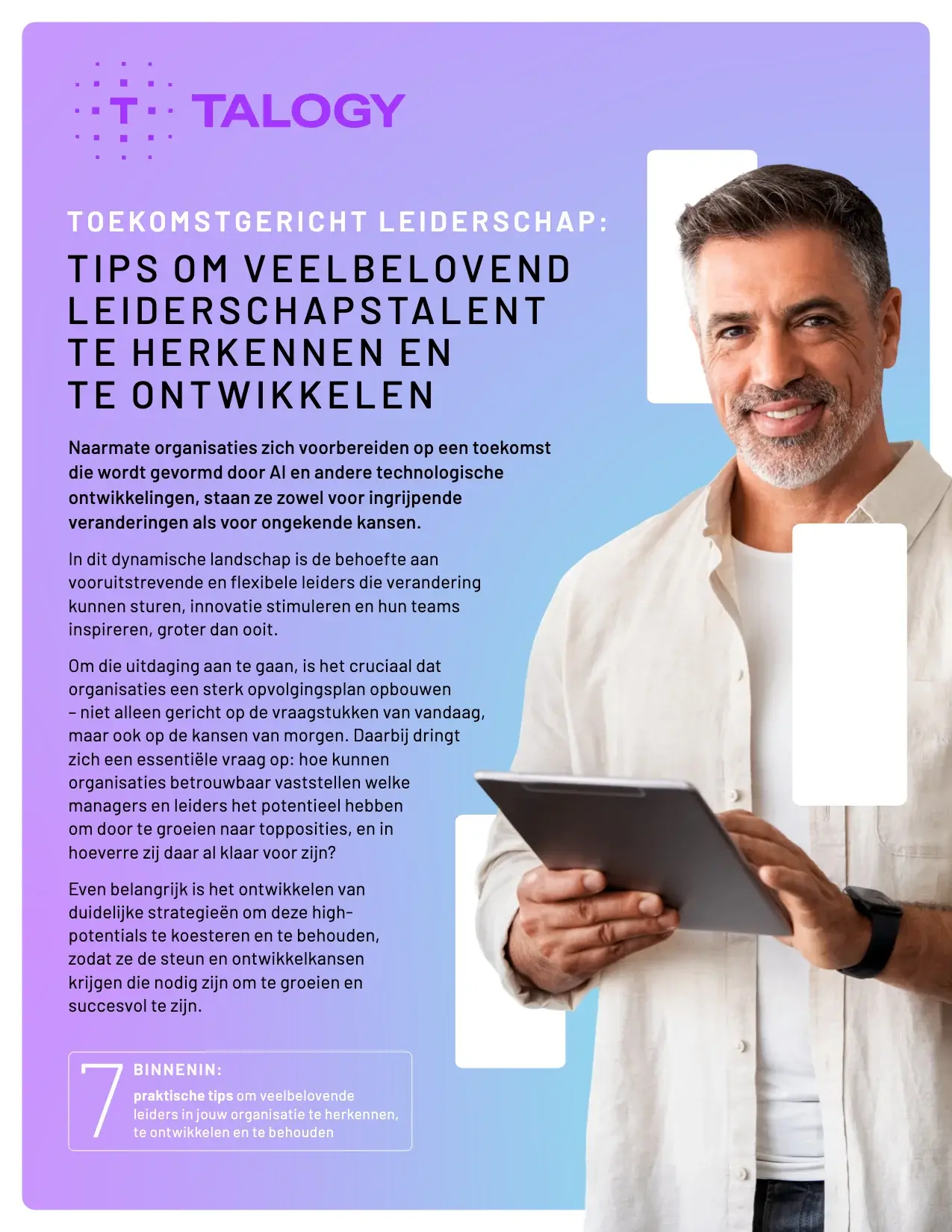Cover van ‘Toekomstgericht leiderschap: Tips om veelbelovend leiderschapstalent te herkennen en te ontwikkelen’ van Talogy