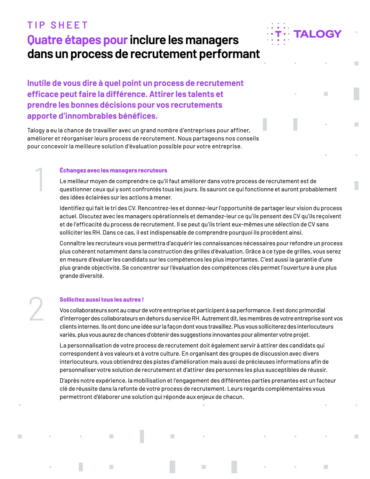 Couverture de «&nbsp;4 étapes pour inclure les managers dans un process de recrutement performant&nbsp;», Talogy