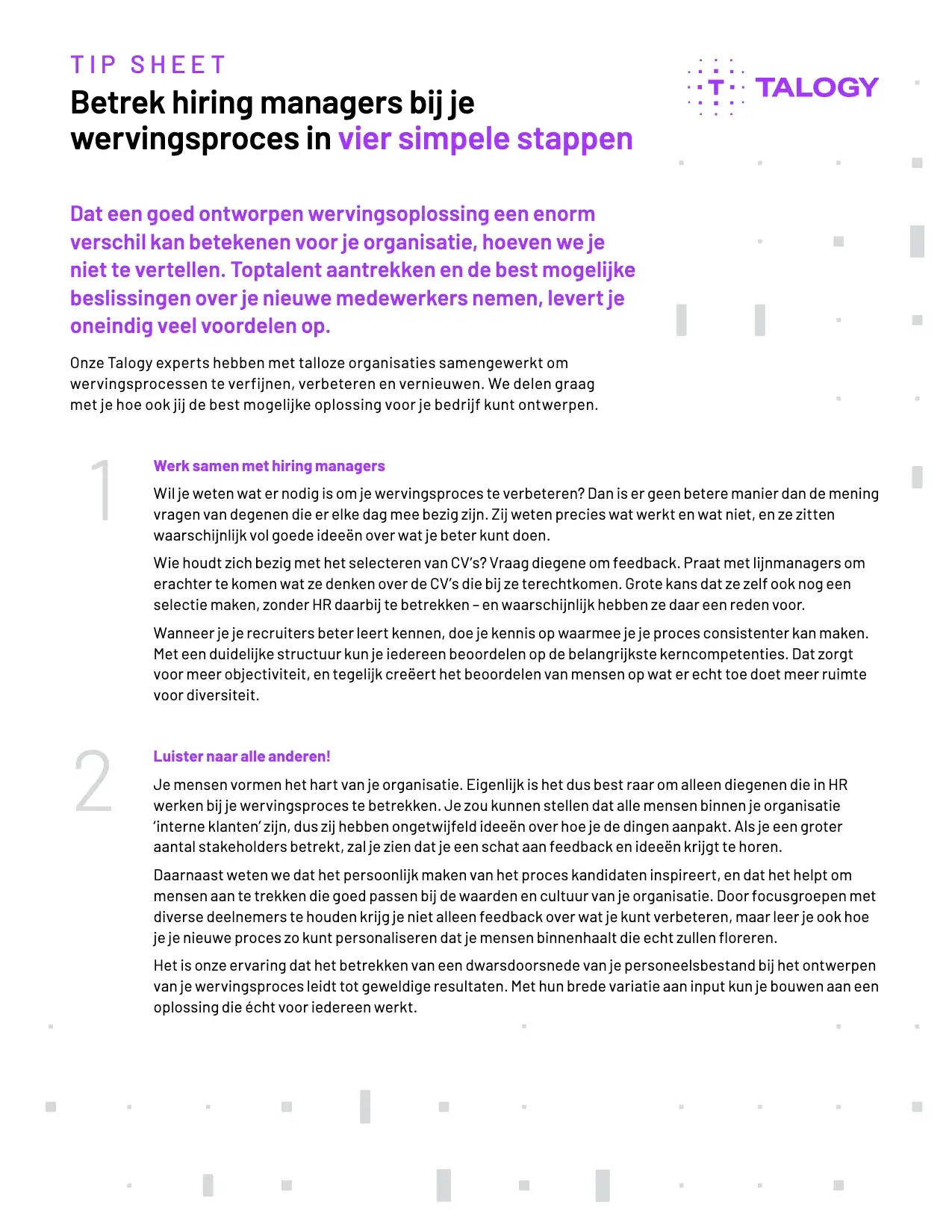 Cover van ‘Betrek hiring managers bij je wervingsproces in 4 simpele stappen’ van Talogy